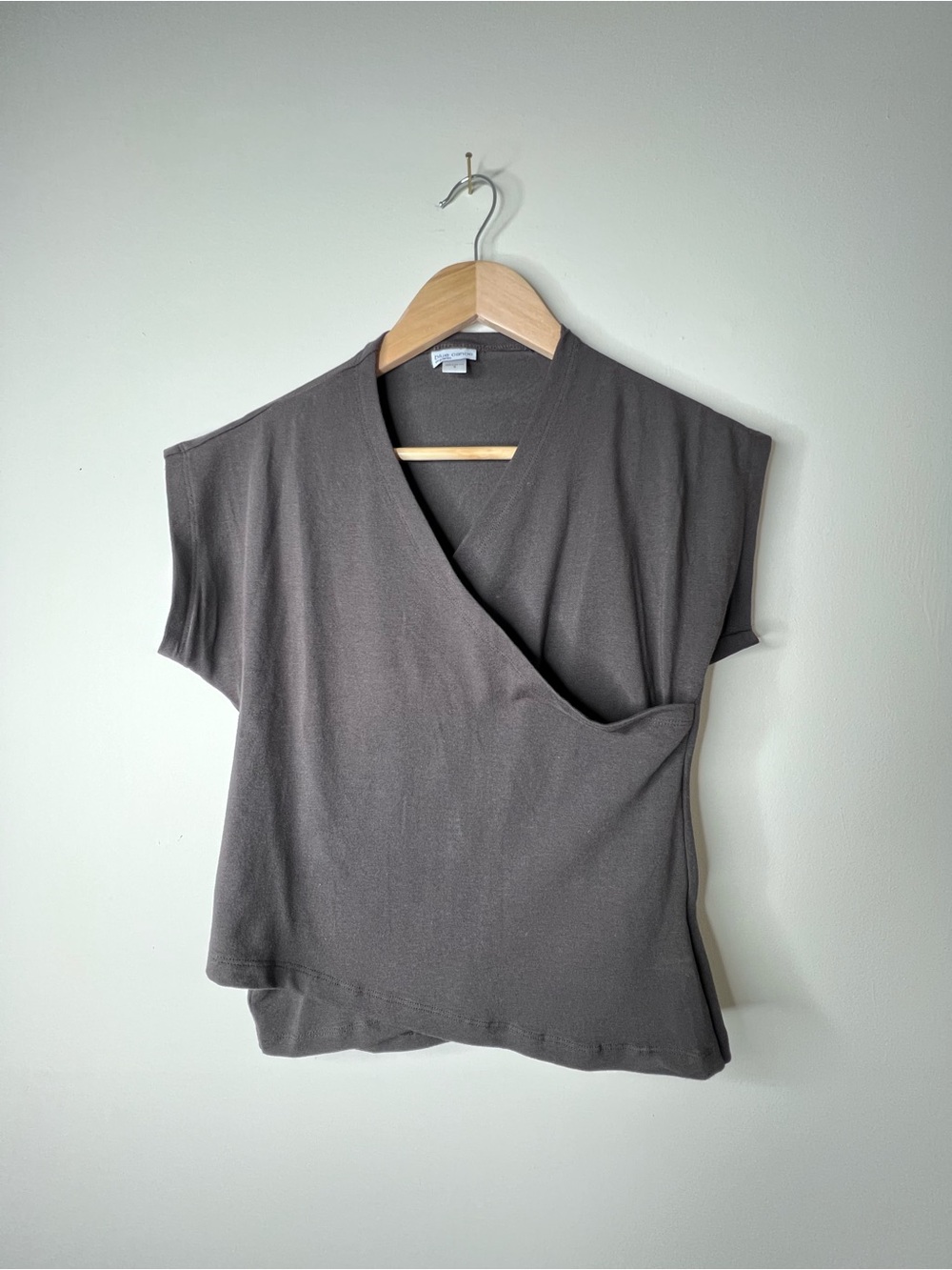 Minimalist Wrap-Front Tunic Top in Brown